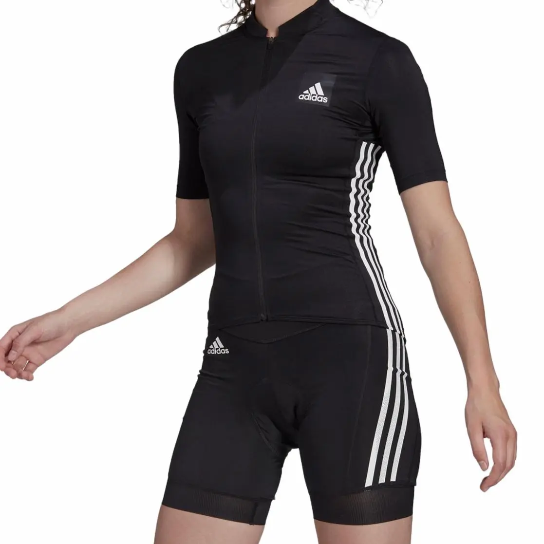 Adidas T-Shirts Women's Black Stand Collar Moderate Nipped-in Waist