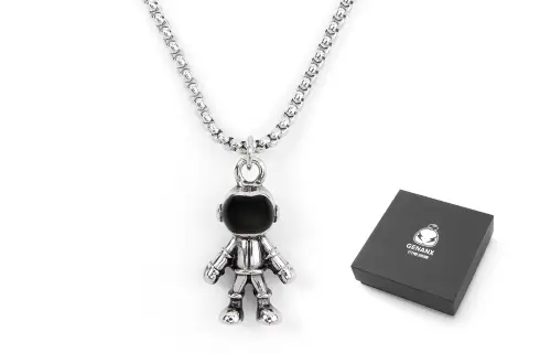 GENANX Titanium Steel Necklaces Unisex Silver White