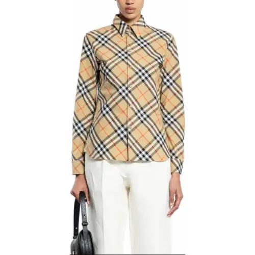 Burberry Shirts Women's Beige Pointed Collar Moderate