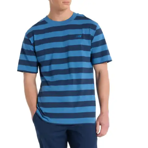 New Balance AthleticsCottonThickStripe T Shirt Men's Blue