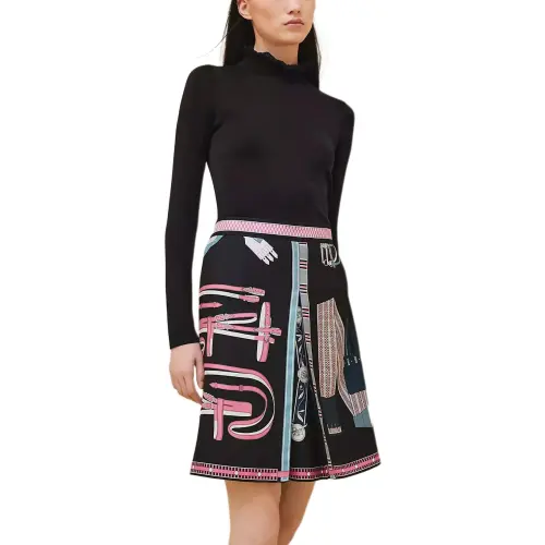 HERMES FW24 Casual Short Skirts Women's Black