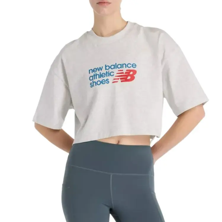 New Balance Drop Shoulder Sleeve T Shirt Women's Gray