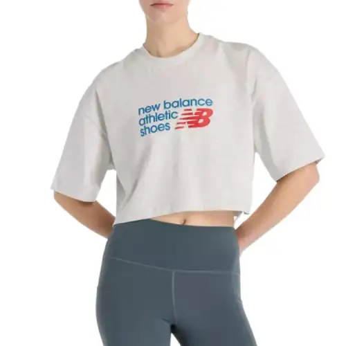 New Balance Drop Shoulder Sleeve T Shirt Women's Gray
