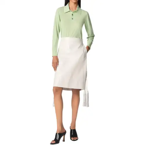 Bottega Veneta SS25 Leather Short Skirts Women's White