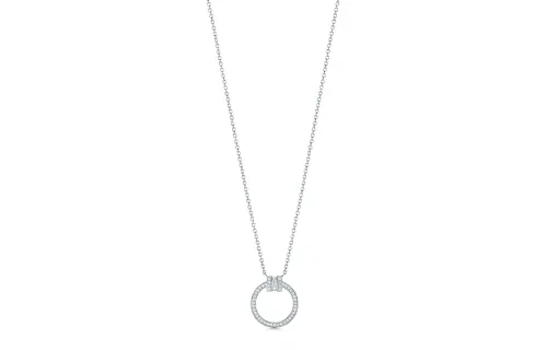 TIFFANY & CO. Tiffany T series diamond necklace 18K white gold set with baguette diamonds for women
