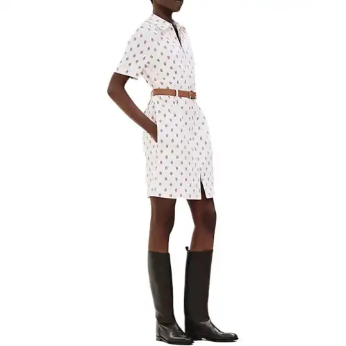 HERMES Chaine D'Ancre Short Sleeved Dress Women's Chestnut