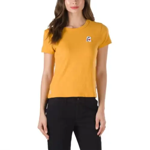Vans T Shirts Women's Yellow Crew Neck Moderate