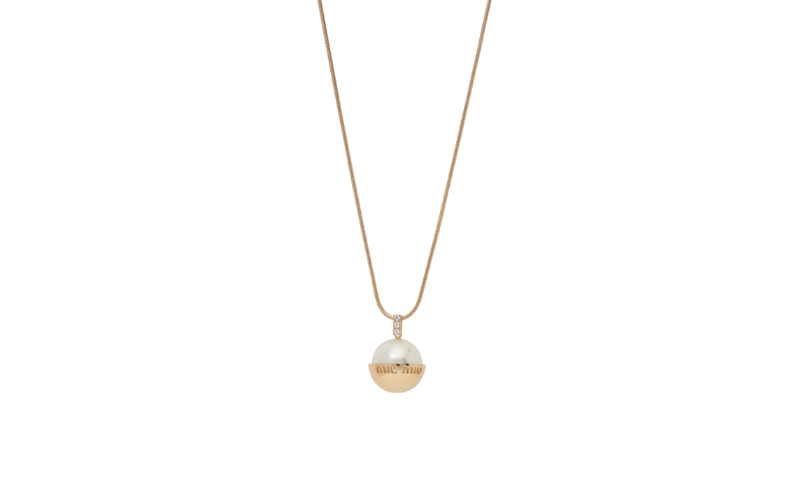 MIU MIU Pearl Necklaces Unisex Gold