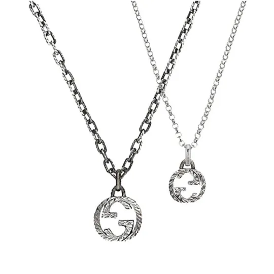 GUCCI Interlocking 925 Sterling Silver Necklaces Unisex