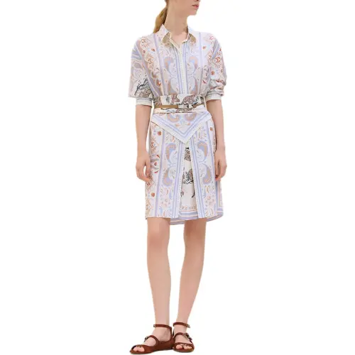HERMES Short Sleeved Dress Women's Blue