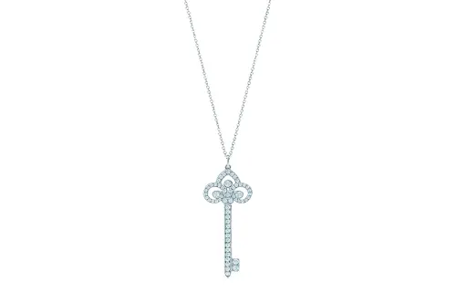 TIFFANY & CO. Keys Platinum Diamond Necklaces Women's