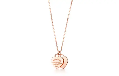 TIFFANY & CO. Tiffany Return to Tiffany Series Double Heart Tag 18K mini heart-shaped necklace for women