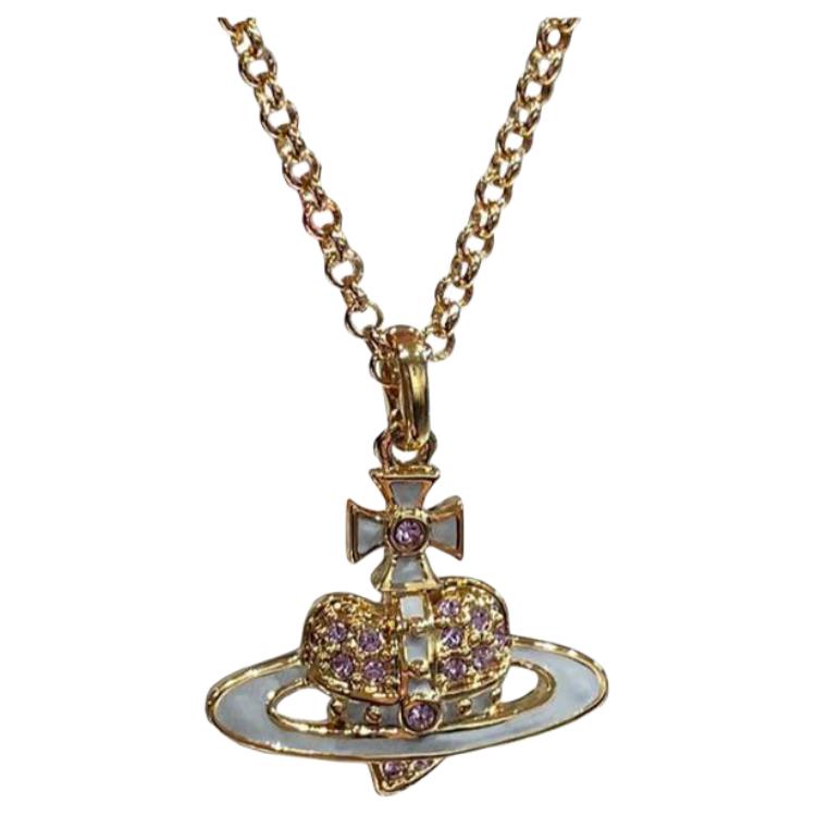 Подвеска Vivienne Westwood Reverse heart (золоcross-синяя)