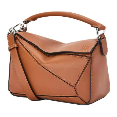 LOEWE Puzzle Classic Cow Leather Geometric Puzzle Bag Handbag Small Women's Brown/Caramel
