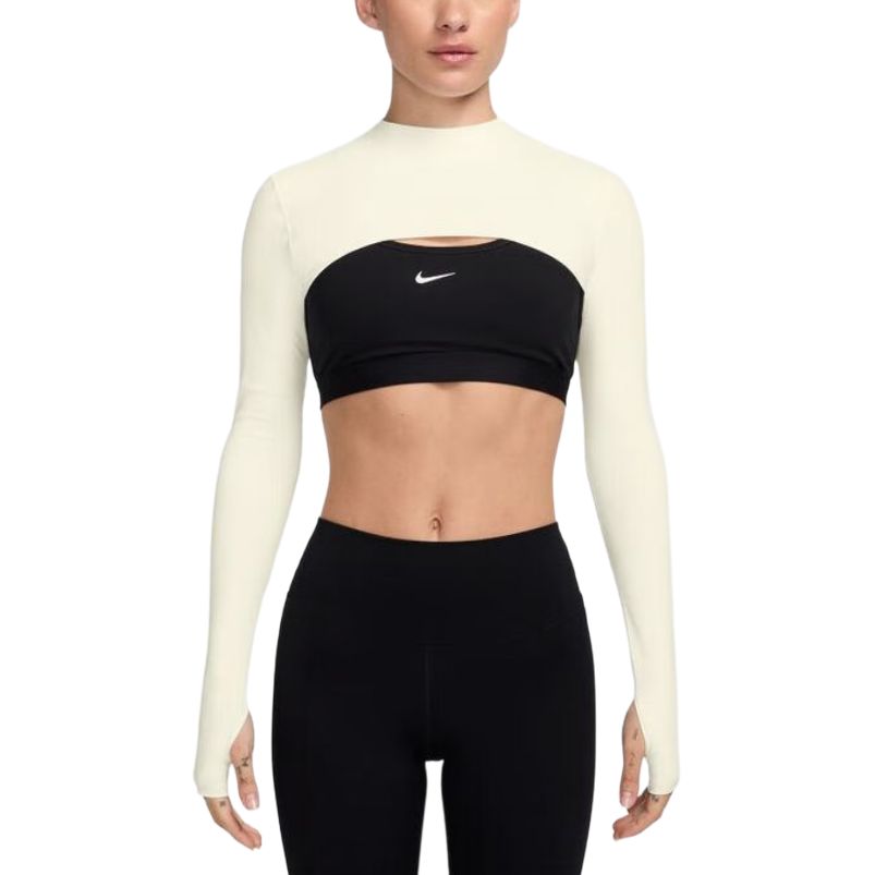 Женский худи Nike Crop Top (черно-кремовый)