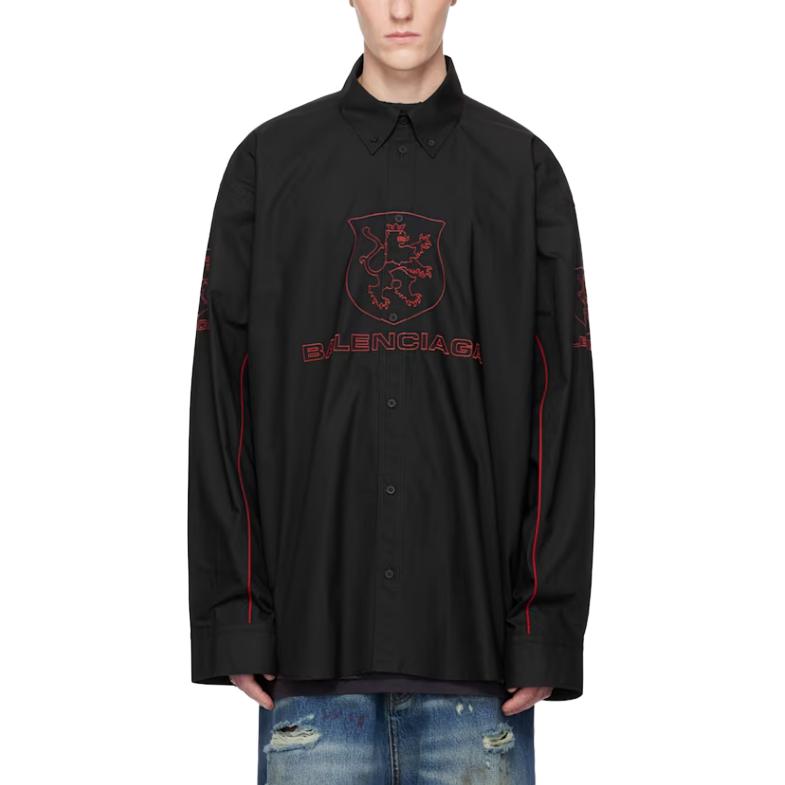 Мужская рубашка Balenciaga Logo (черная)