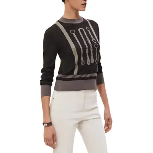 HERMES SS25 Sweater Women's Charcoal Brown
