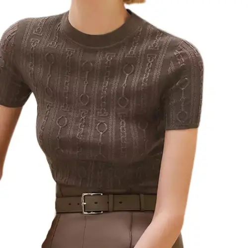 HERMES Sweaters Women's Umber Crew Neck Moderate Other