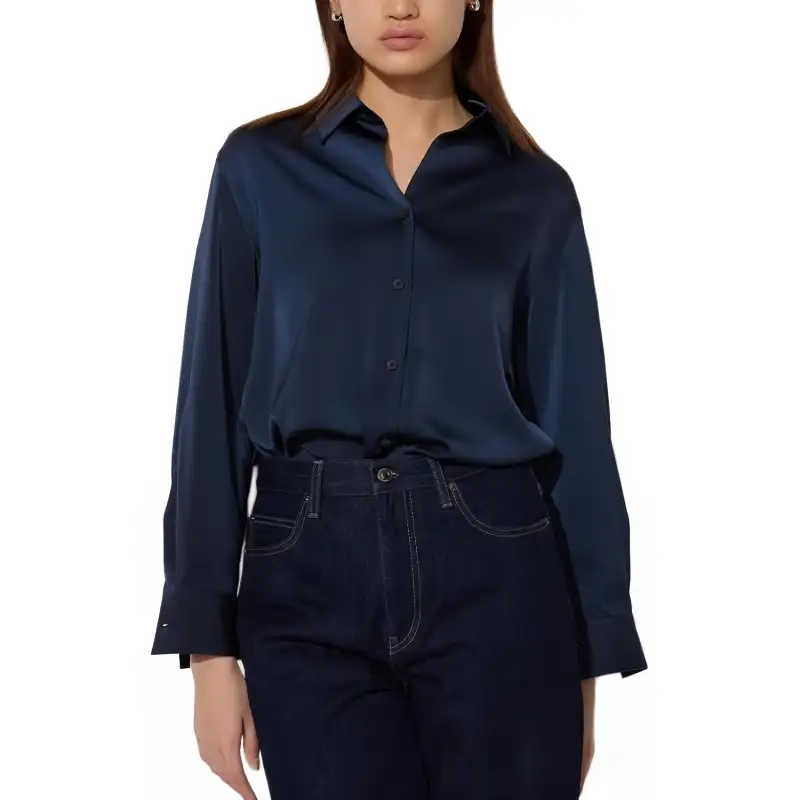 UNIQLO Shirts Women's Navy Blue Half Open Collar Moderate Other