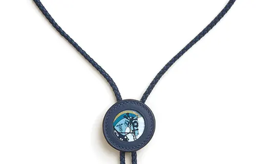 HERMES Palladium Plated Necklaces Unisex Blue