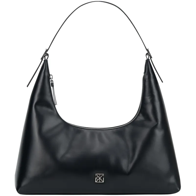 CALVIN KLEIN Cow Leather Shoulder Bag Medium Women's Space Black