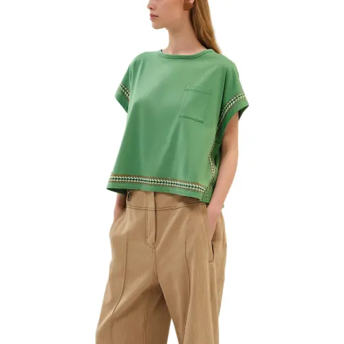 HERMES SS25 Drop Shoulder Sleeve T Shirt Women's Green
