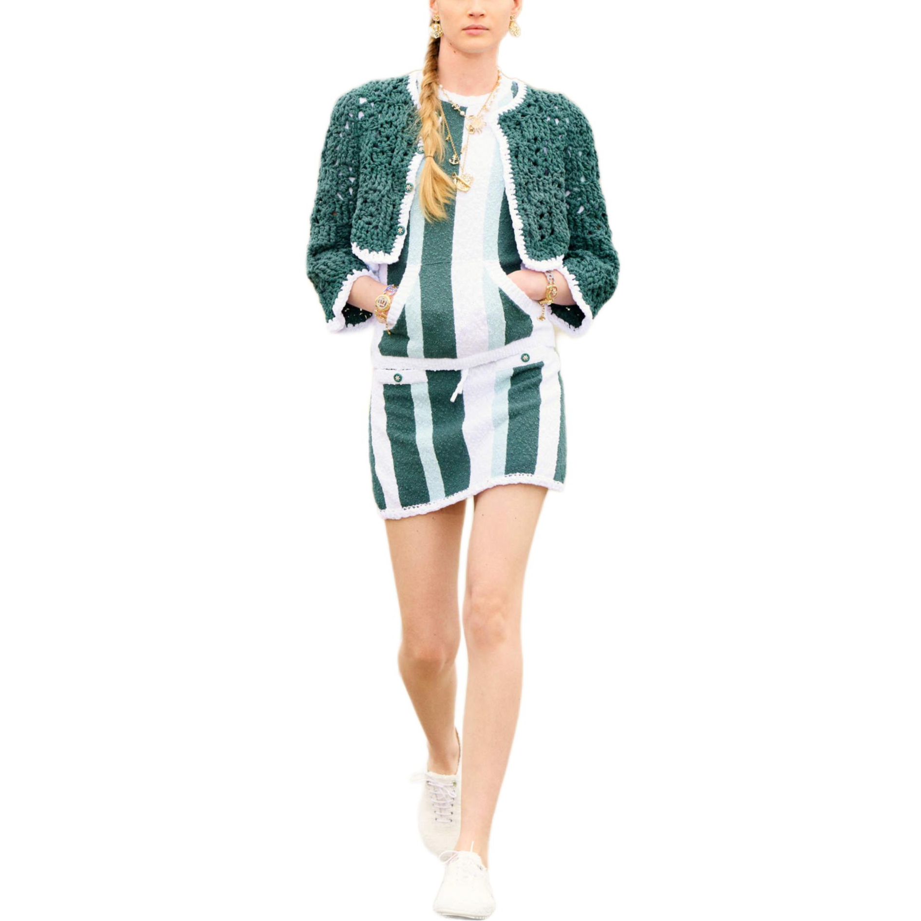 CHANEL T Shirts Women's Green Crew Neck Moderate Other