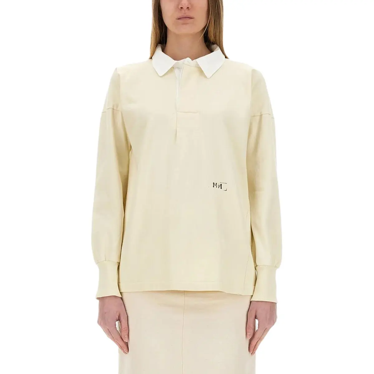 Maison Margiela Logo Embroidered Long Sleeved Polo Shirt