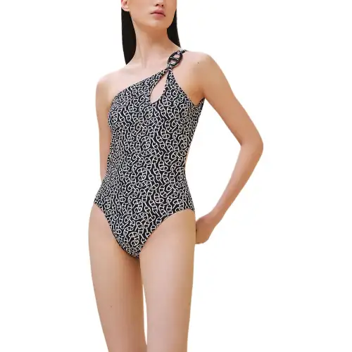 HERMES FW24 One piece Swimsuit Women's Black Blue