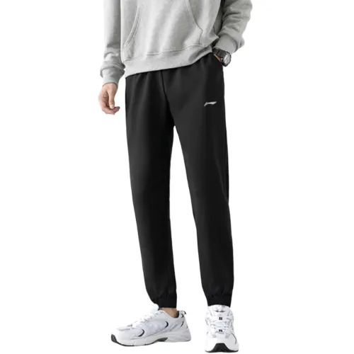 Li Ning Knitted Fabric Casual Pants Sweatpants Men's Black
