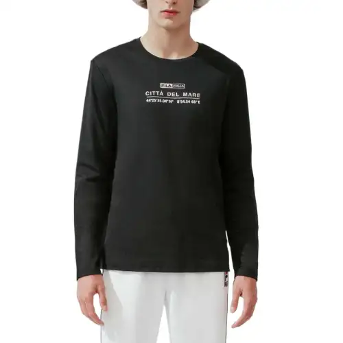 FILA T Shirts Men's Black Crew Neck Moderate Straight Fit