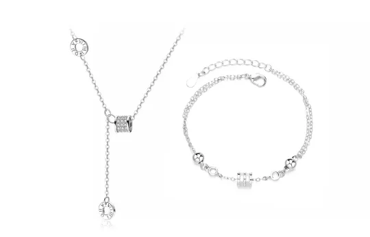 Muyan Zircon Alloy Small Round Pendant Necklace Set Women's