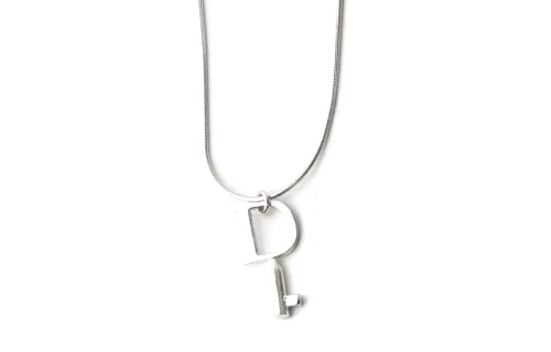 DIOR Metal Plating Necklaces Unisex Silver