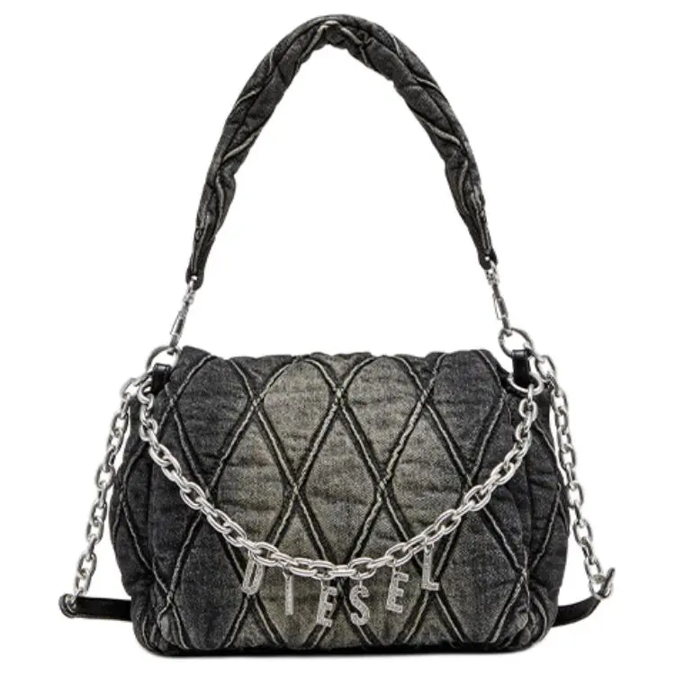 DIESEL Quilting Denim Handbag, Shoulder Bag Medium Women's Black