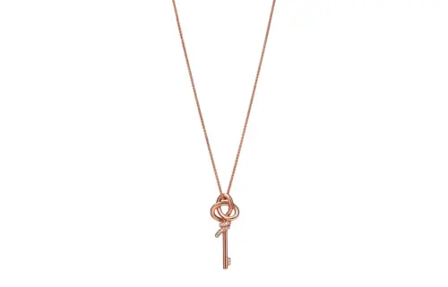 TIFFANY & CO. Keys Diamond Necklaces Women's Rose Gold