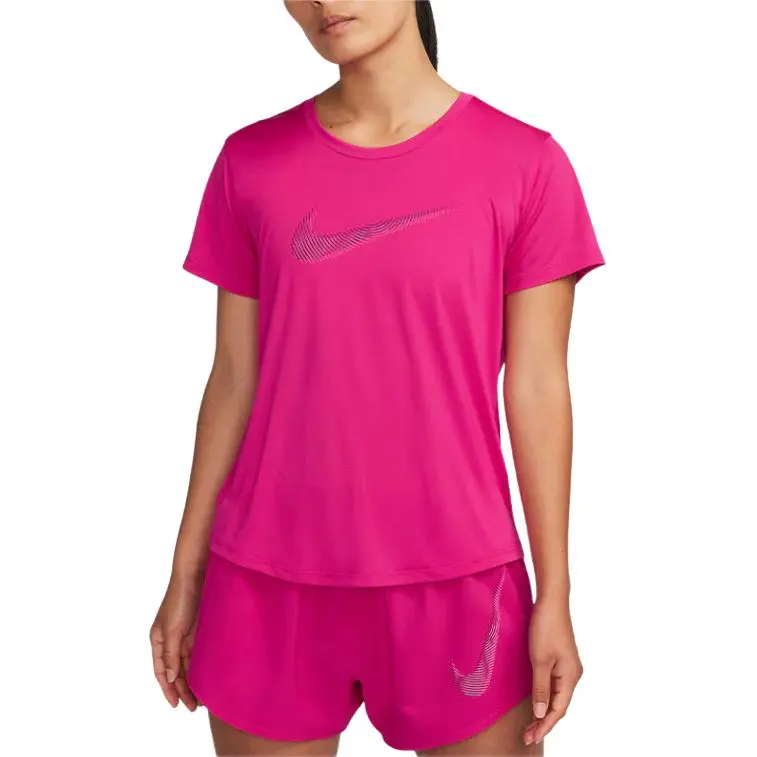 Nike T-Shirts Women's Red Crew Neck Moderate Straight Fit