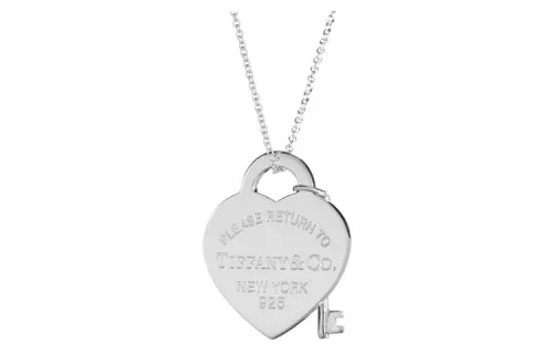 TIFFANY & CO. Tiffany, pendant heart shaped for keys, necklace for men and women, silver 925 sample, for beloved