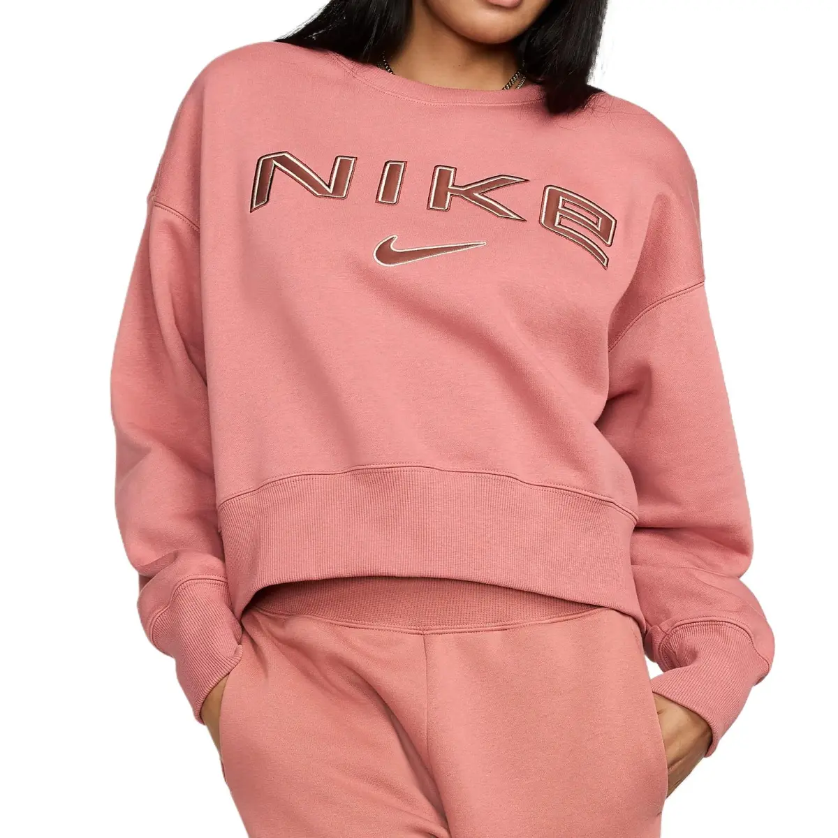 Nike Sportswear FW/AW24 Phoenix Fleece Lined Thermal Loose Fit Casual Pullover Long Sleeved Sweatshirt Women's