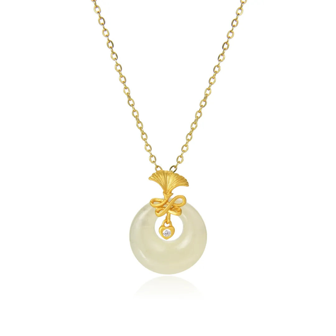 ORTAFFA Necklaces Pale Greenish White Jade Women's