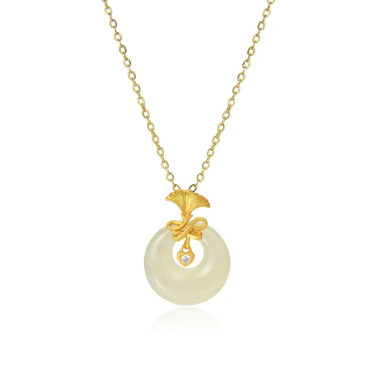 ORTAFFA Necklaces Pale Greenish White Jade Women's