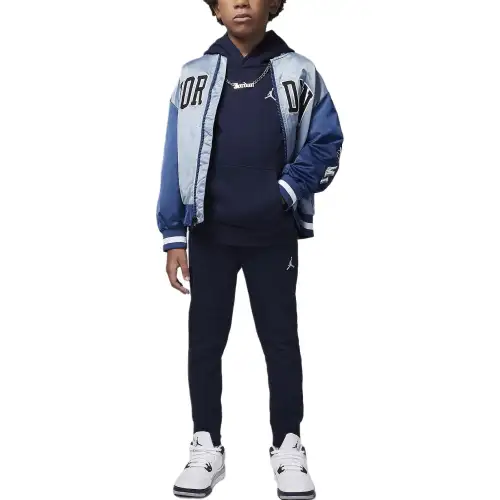 Jordan 2-Piece HoodieJordan MJ Brooklyn Fleece Loose, smooth, soft, warm and comfortable casual sports suit Midnight Navy for children
