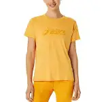 ASICS T Shirts Women's Yellow Crew Neck Moderate