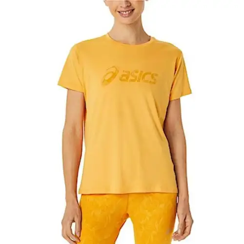 ASICS T Shirts Women's Yellow Crew Neck Moderate