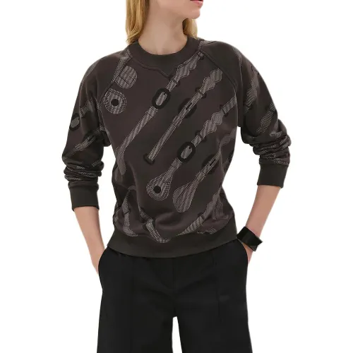 HERMES Sweatshirts Women's Gray Crew Neck Moderate Regular
