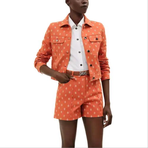 HERMES Denim Jacket Women's Orange