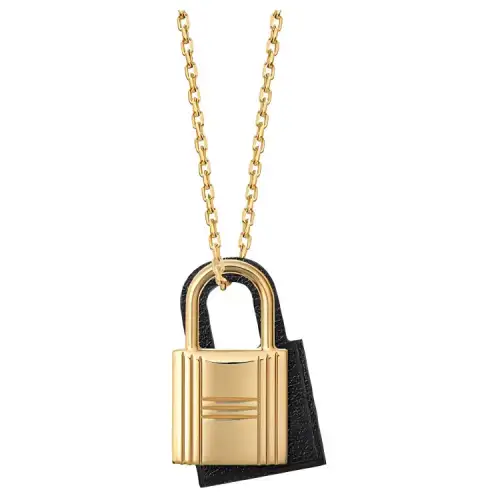 HERMES O'Kelly Metal Necklaces Women's Black Gold