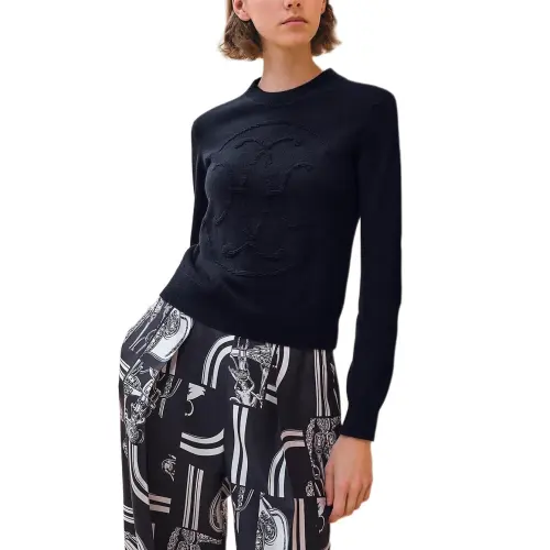 HERMES FW24 Cashmere Sweater Women's Blue Black