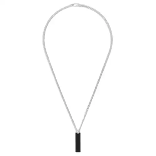 GUCCI 925 Sterling Silver, Leather, Enamel Necklaces Men's Silver