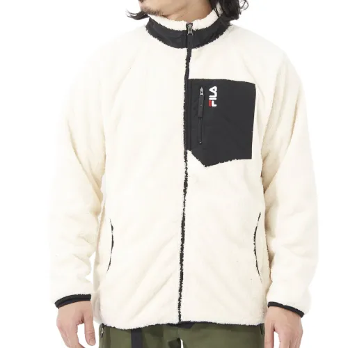 FILA Velvet Jackets Men's White Stand Collar Moderate