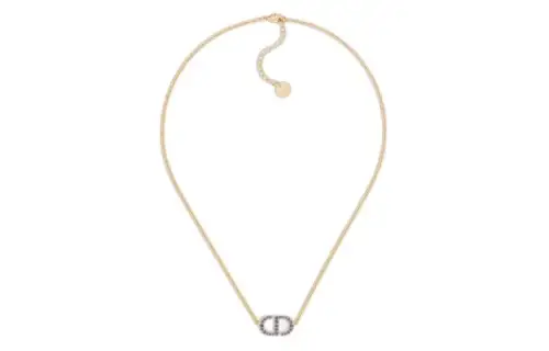 DIOR Crystal Metal Necklaces Women's Blue